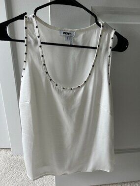DKNY White Studded Tank Top Size Medium